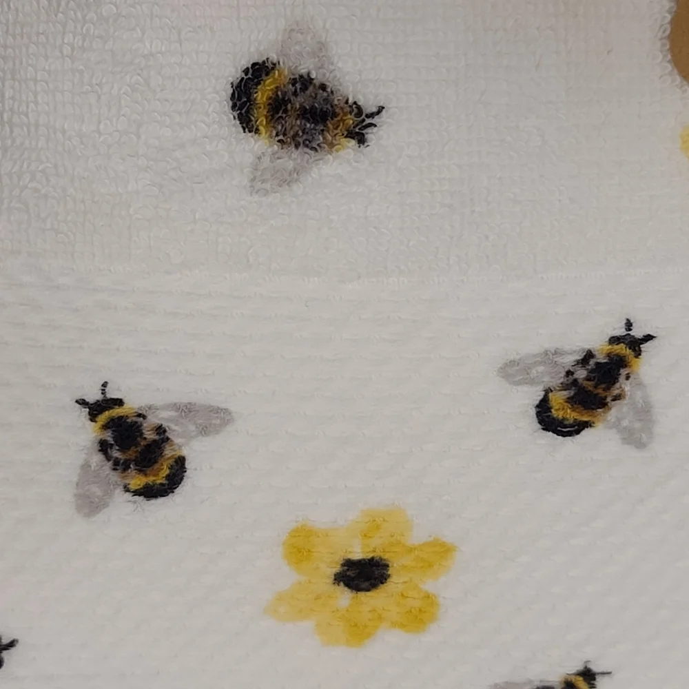 6pc Bath Hand Tip Towels Deborah Connolly Honey Bee Flowers Waffle Weave New